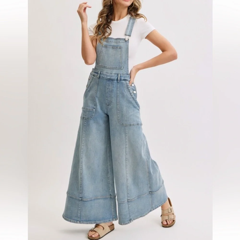 Women's Light Blue Denim Overalls - Picture 6 of 11